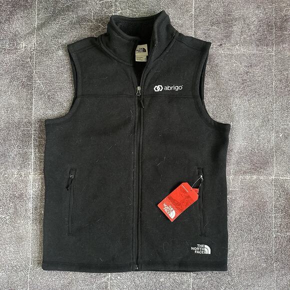 NWT Men's The North Face Black Heather Sweater Fleece Zip Up Vest Jacket Sz M - Picture 1 of 3